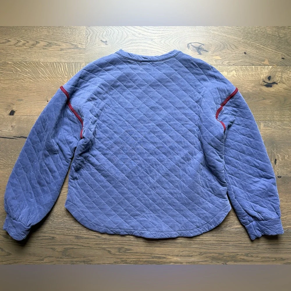 Sundry Quilted Cropped Sweatshirt Pullover In Pigment Moonlight Blue Size 1 - Picture 12 of 15